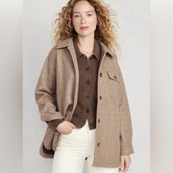 Old Navy Jackets & Blazers - Old Navy Brushed Flannel Shacket Camel Size XL